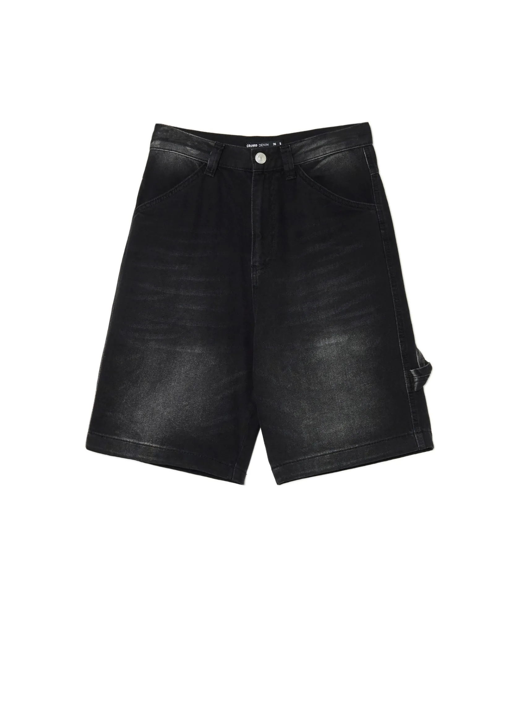 Hot Cropp Luźne denimowe bermudy czarny