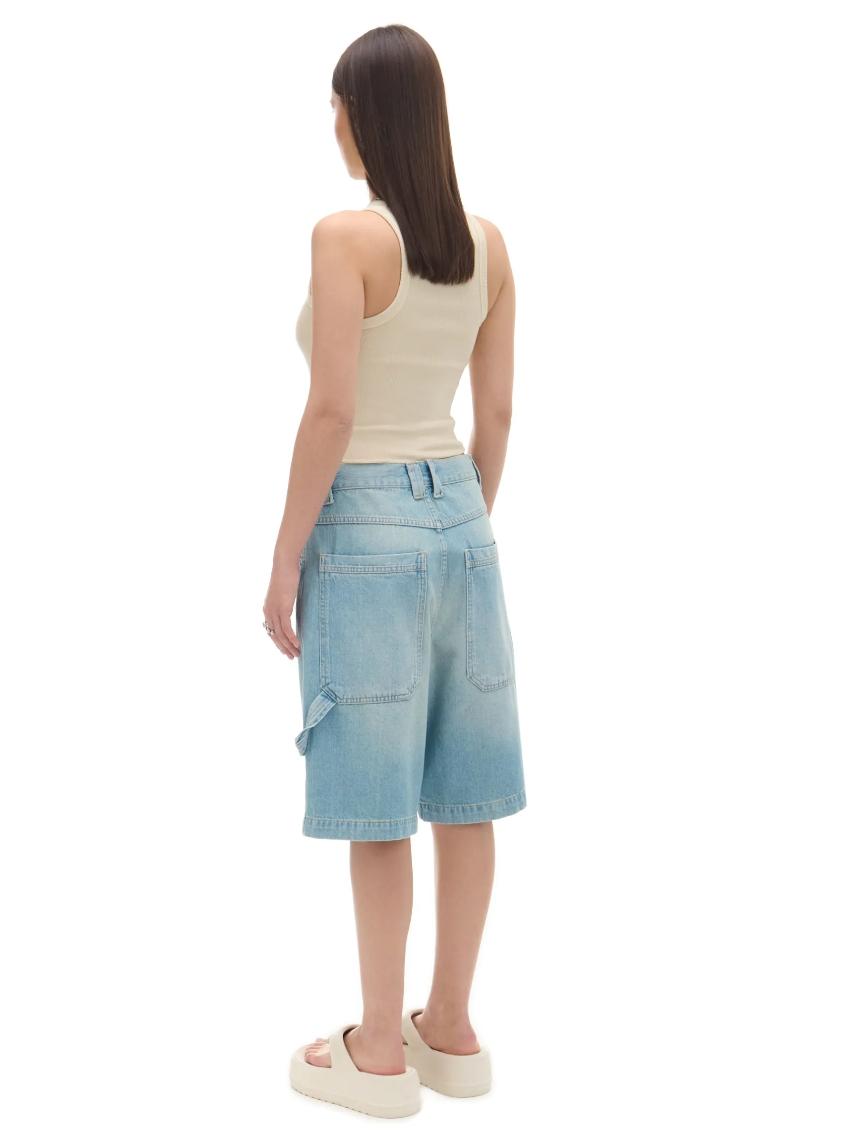 Hot Cropp Luźne jeansowe spodenki bermudy niebieski