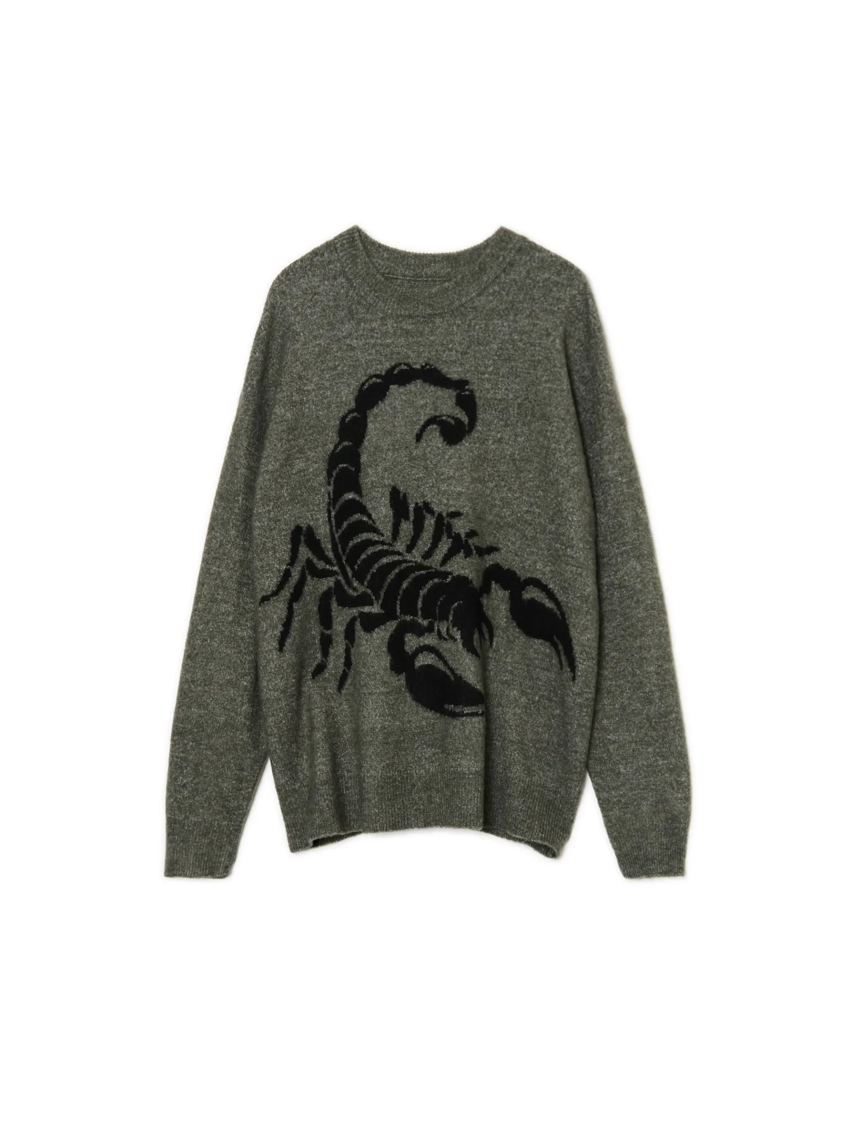 New Cropp Melanżowy sweter ze skorpionem zielony