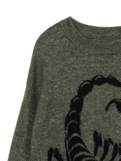 New Cropp Melanżowy sweter ze skorpionem zielony