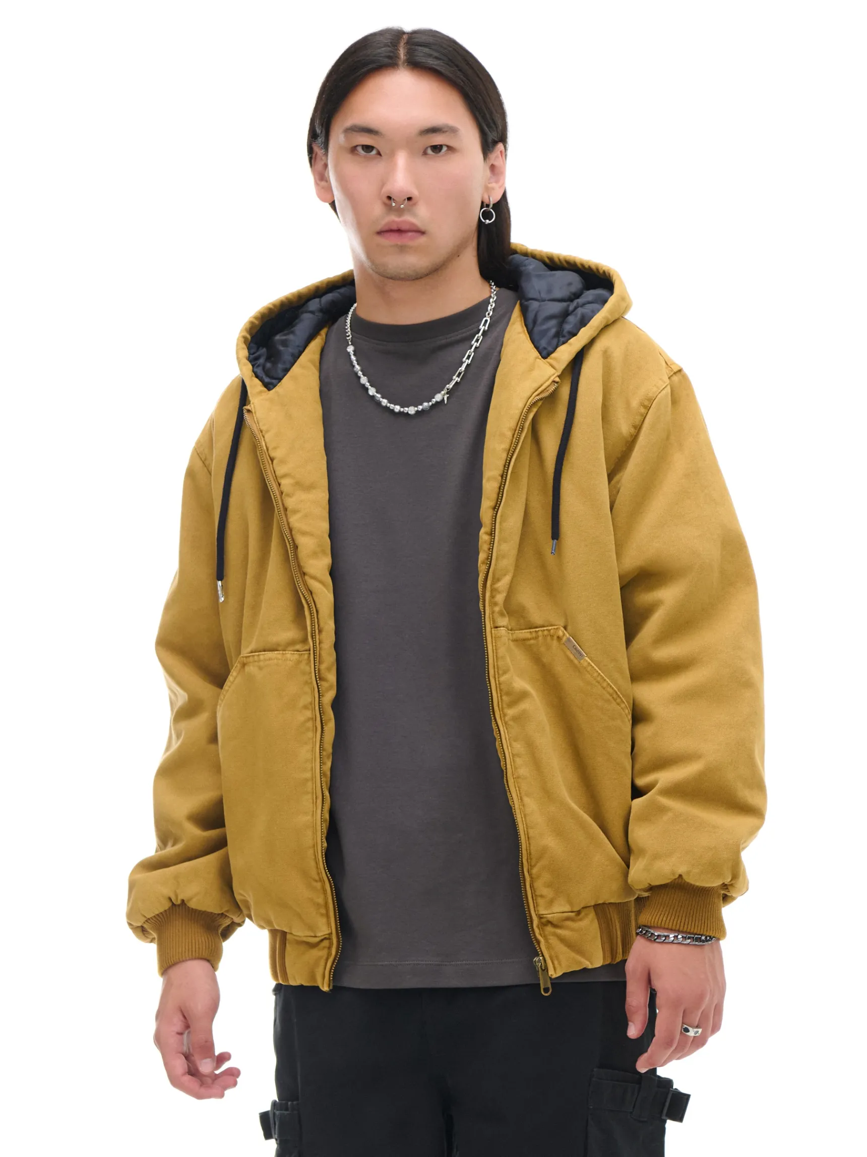 New Cropp Miodowa kurtka bomber z kapturem żółty