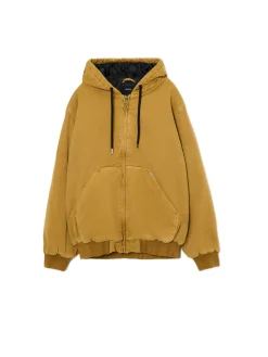 New Cropp Miodowa kurtka bomber z kapturem żółty