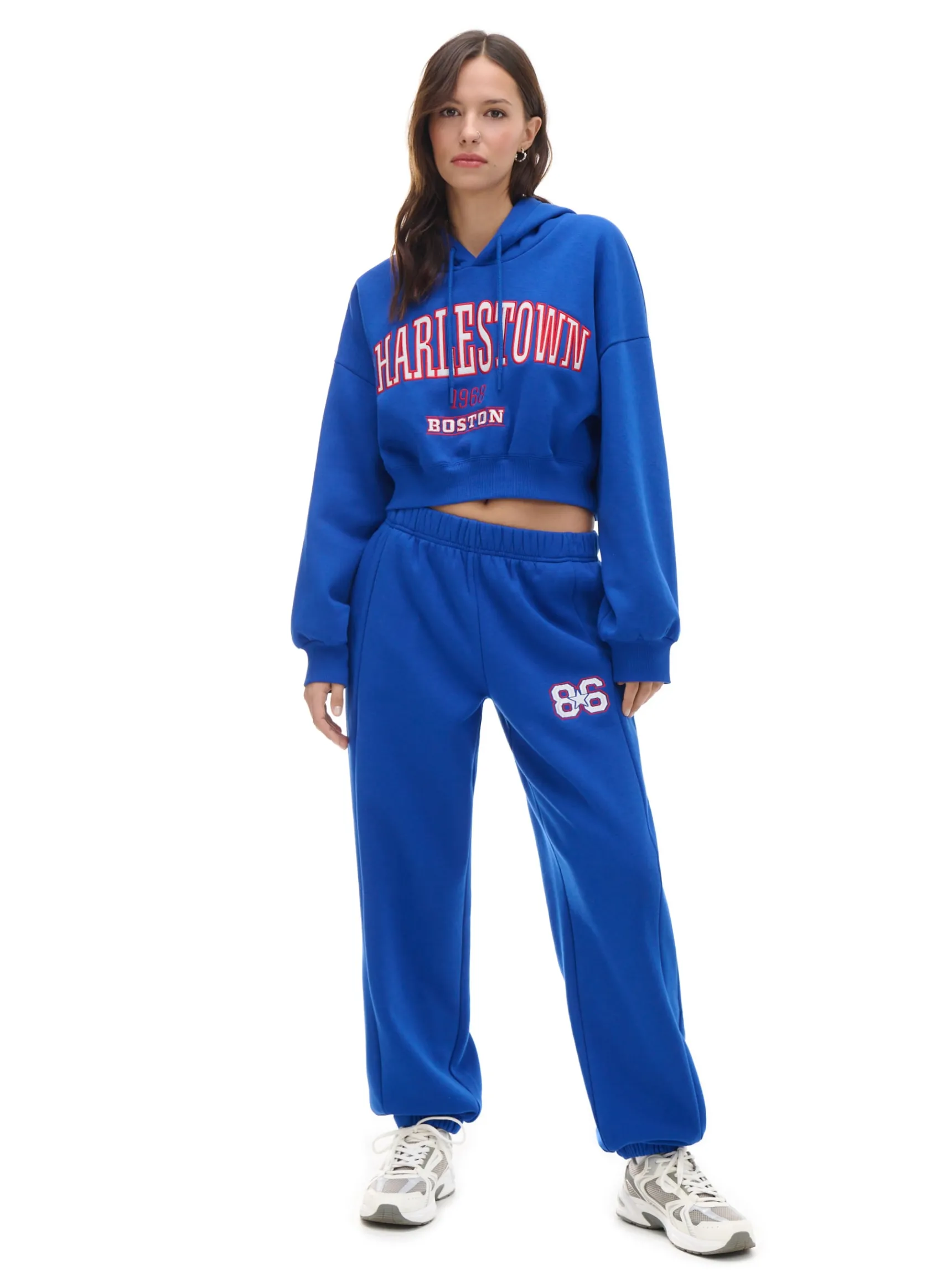 Sale Cropp Niebieska bluza crop niebieski