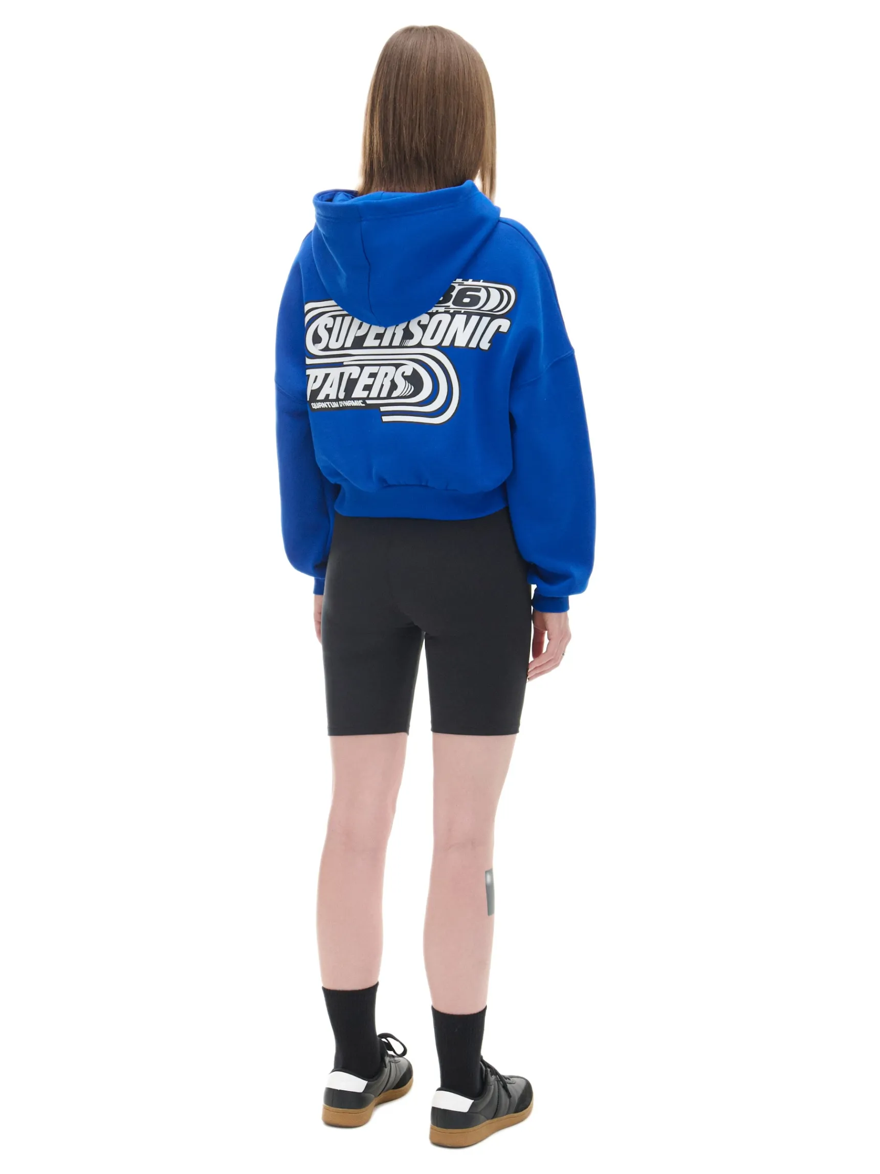 Clearance Cropp Niebieska bluza crop z kapturem Baltic Games niebieski