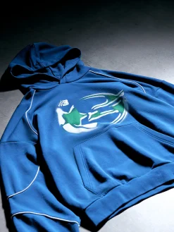 Online Cropp Niebieska bluza z kapturem Baltic Games niebieski