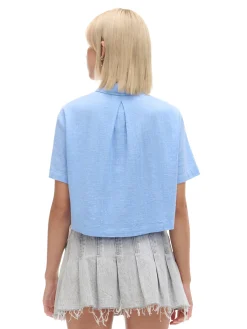 Hot Cropp Niebieska koszula w retro stylu błękitny