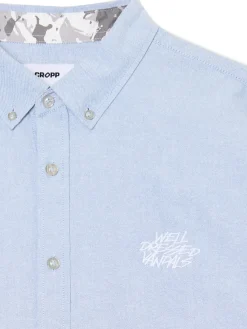 Discount Cropp Niebieska koszula z ozdobnym wykończeniem niebieski