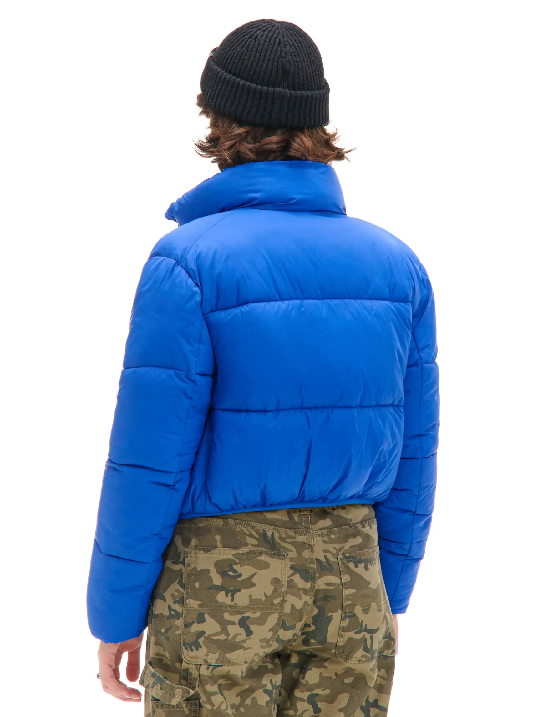 Fashion Cropp Niebieska kurtka puffer niebieski