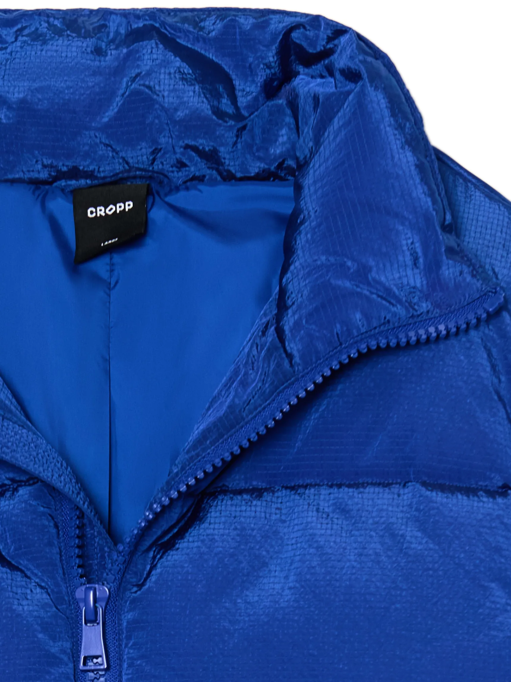 Discount Cropp Niebieska kurtka puffer ze stójką niebieski
