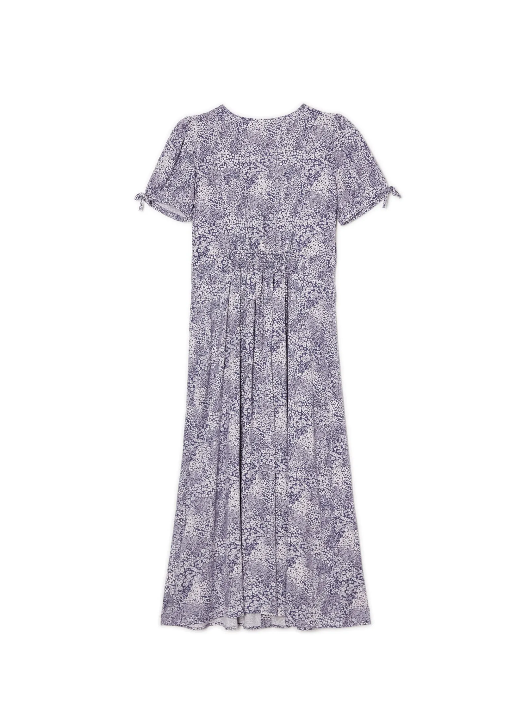Clearance Cropp Niebieska sukienka midi w kwiaty granatowy