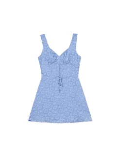 Sale Cropp Niebieska sukienka mini w kwiaty niebieski