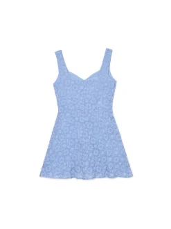 Sale Cropp Niebieska sukienka mini w kwiaty niebieski