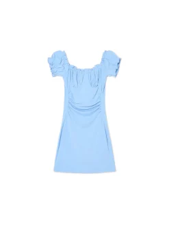 Fashion Cropp Niebieska sukienka mini z krótkimi rękawkami błękitny