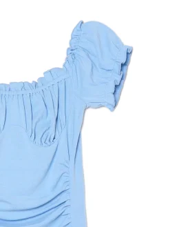 Fashion Cropp Niebieska sukienka mini z krótkimi rękawkami błękitny
