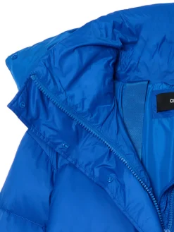 Outlet Cropp pikowany płaszcz z kapturem niebieski