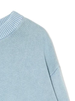 Sale Cropp Niebieski sweter z efektem sprania błękitny