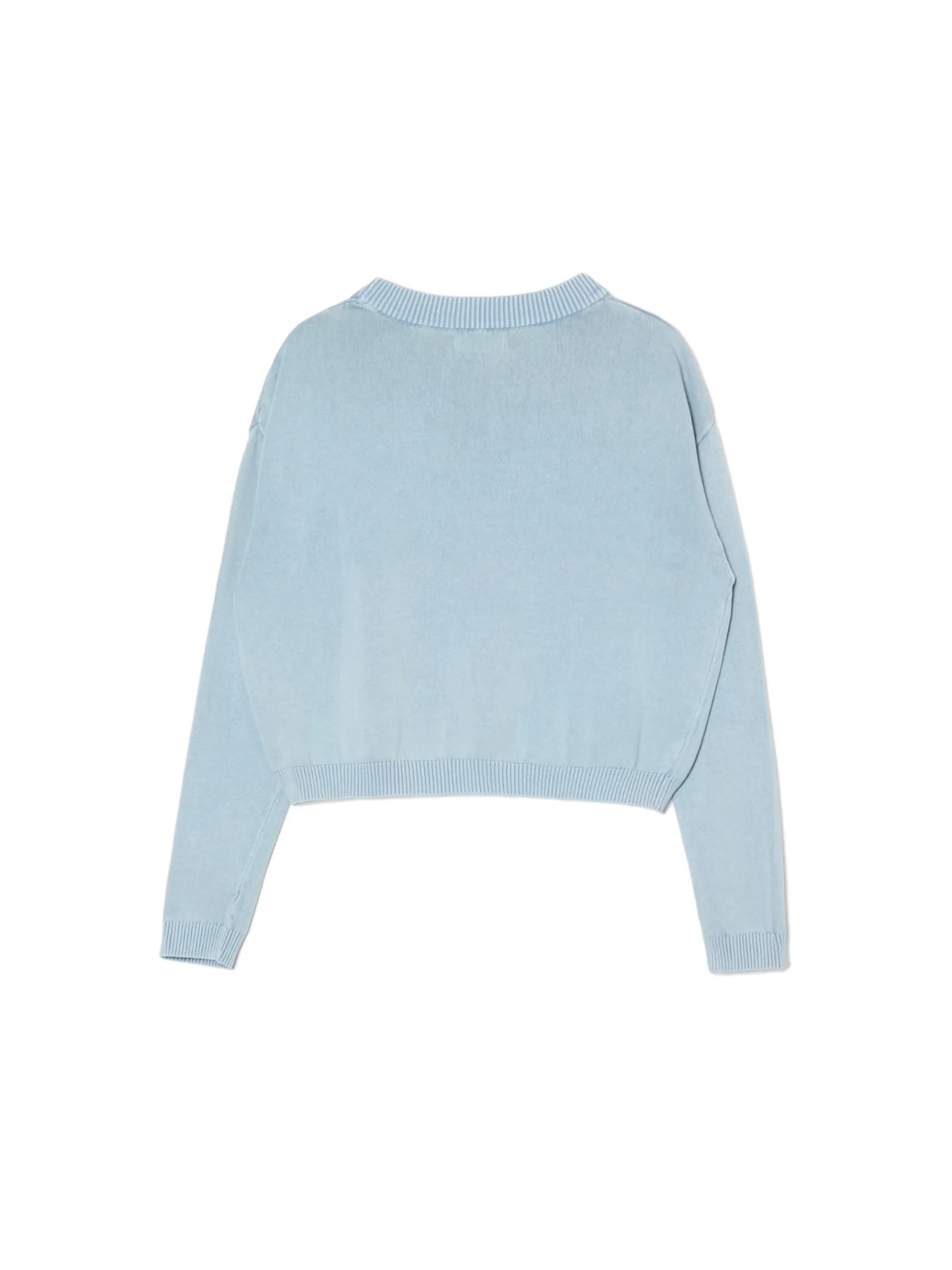 Sale Cropp Niebieski sweter z efektem sprania błękitny