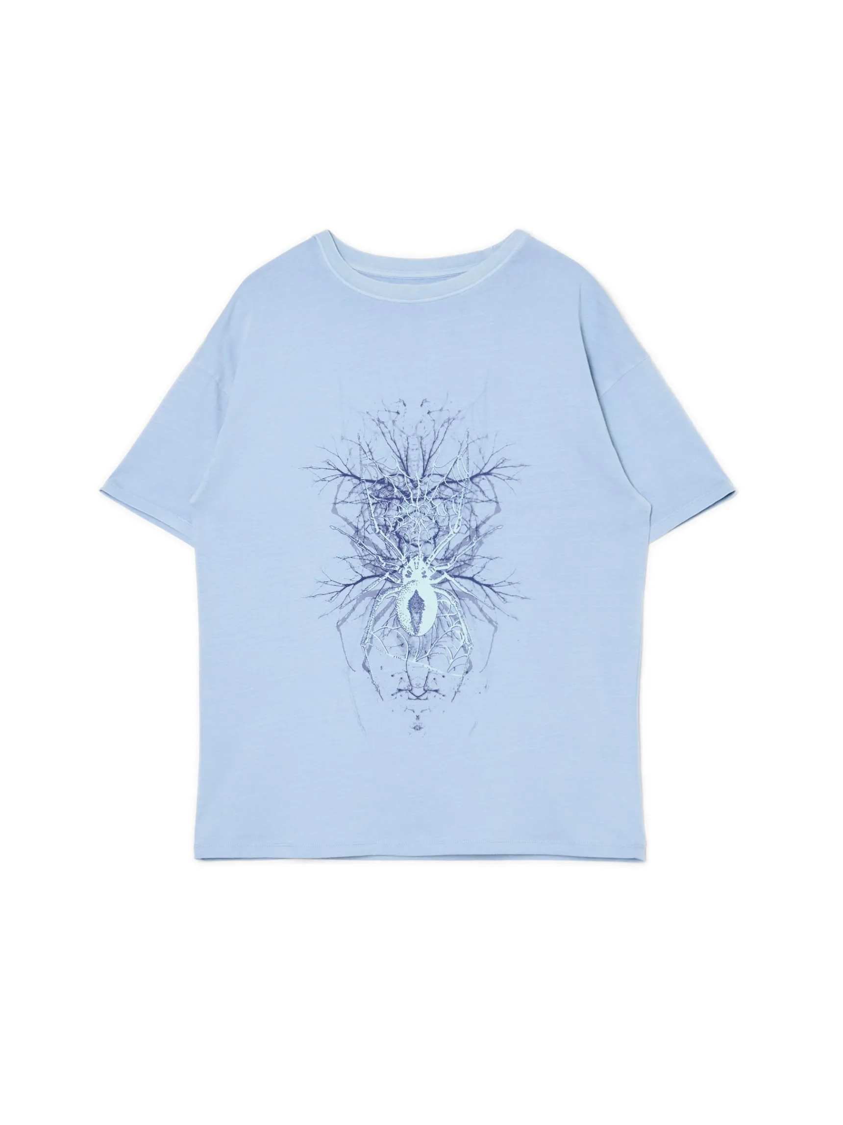 Hot Cropp T-shirt z pająkiem UNISEX niebieski