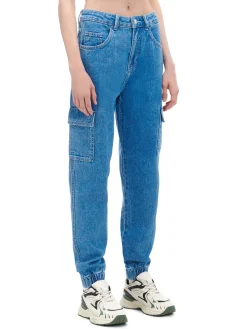 Discount Cropp e jeansowe joggery cargo niebieski