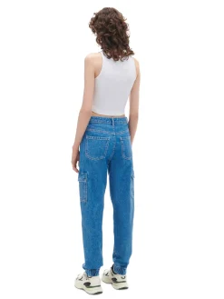 Discount Cropp e jeansowe joggery cargo niebieski
