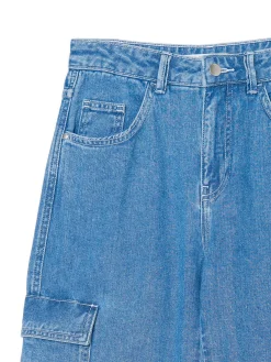 Discount Cropp e jeansowe joggery cargo niebieski