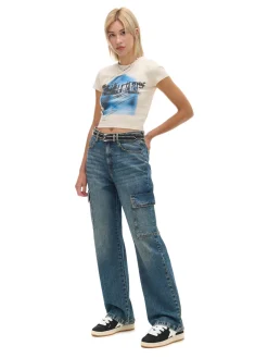Sale Cropp e jeansy baggy niebieski