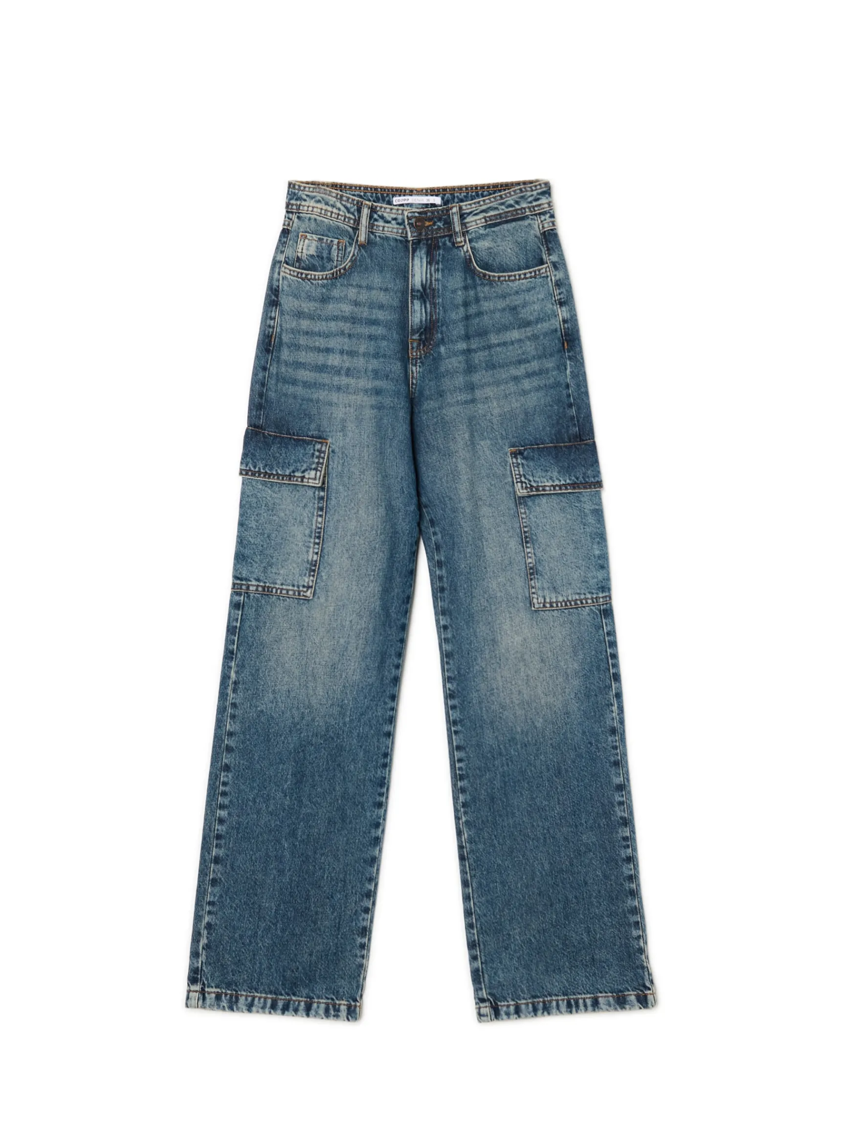 Sale Cropp e jeansy baggy niebieski