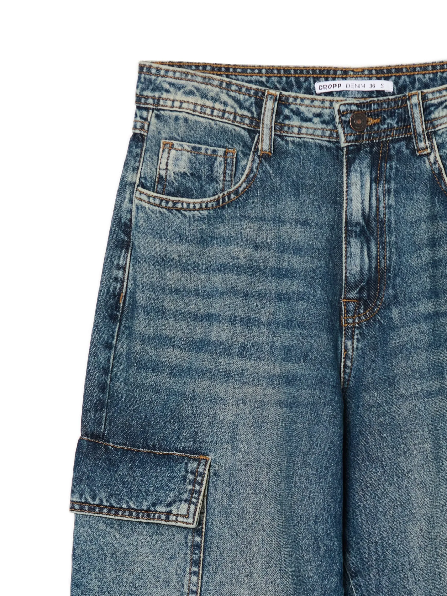 Sale Cropp e jeansy baggy niebieski