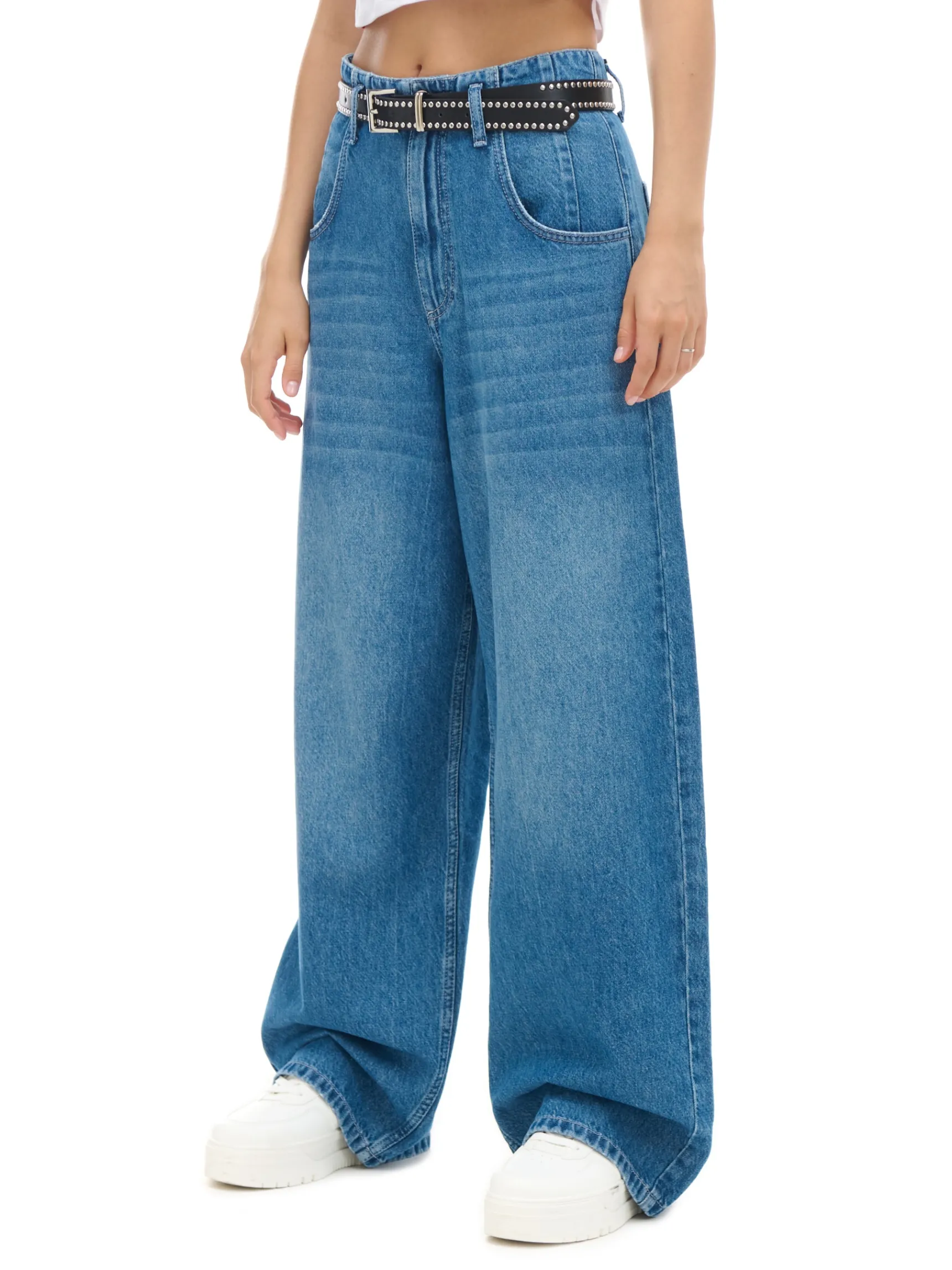Best Cropp e jeansy baggy niebieski