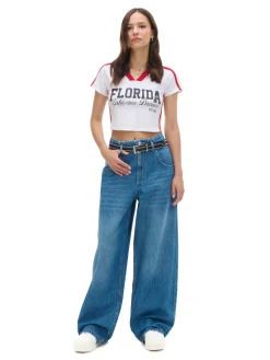 Best Cropp e jeansy baggy niebieski
