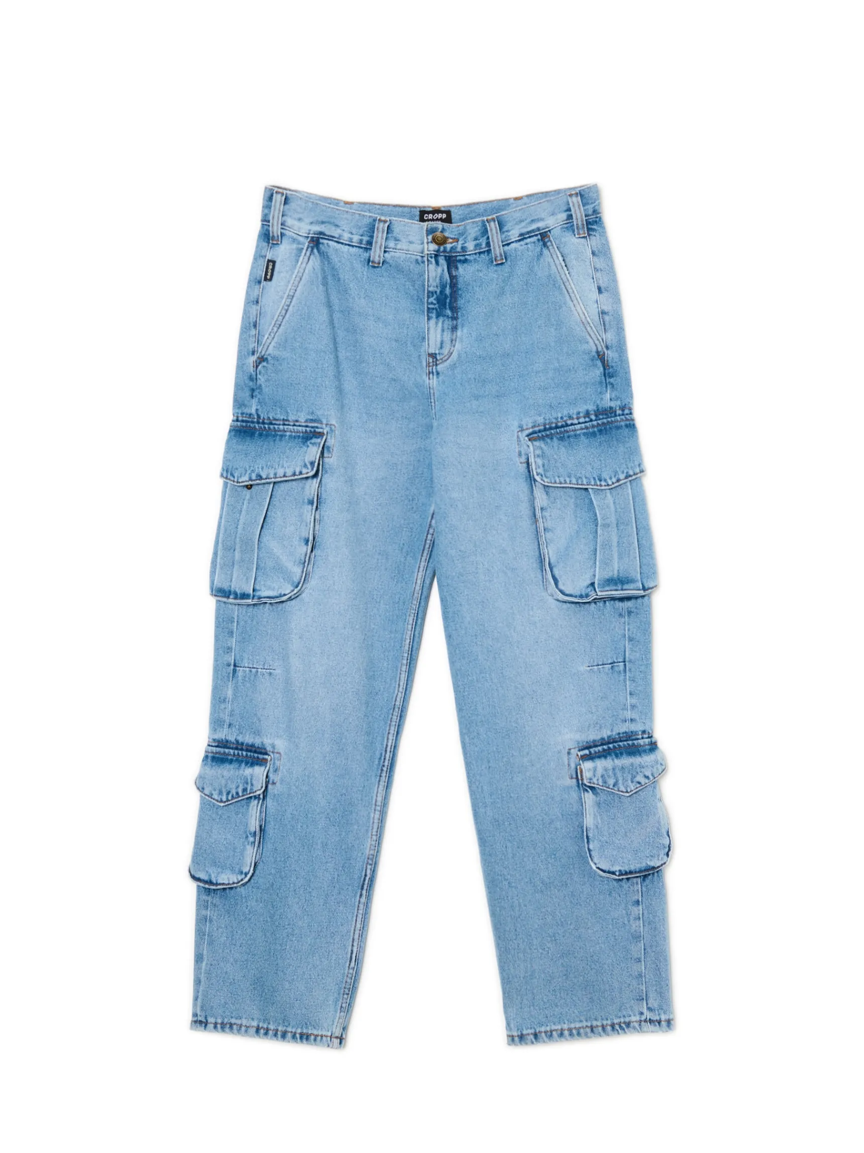 Fashion Cropp e jeansy baggy z kieszeniami cargo niebieski