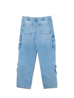 Fashion Cropp e jeansy baggy z kieszeniami cargo niebieski