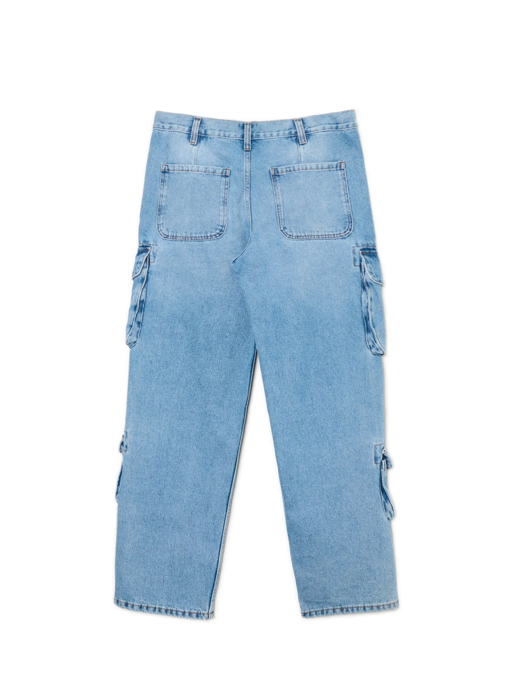 Fashion Cropp e jeansy baggy z kieszeniami cargo niebieski