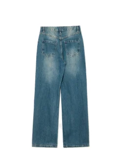 Online Cropp e jeansy retro wide leg niebieski