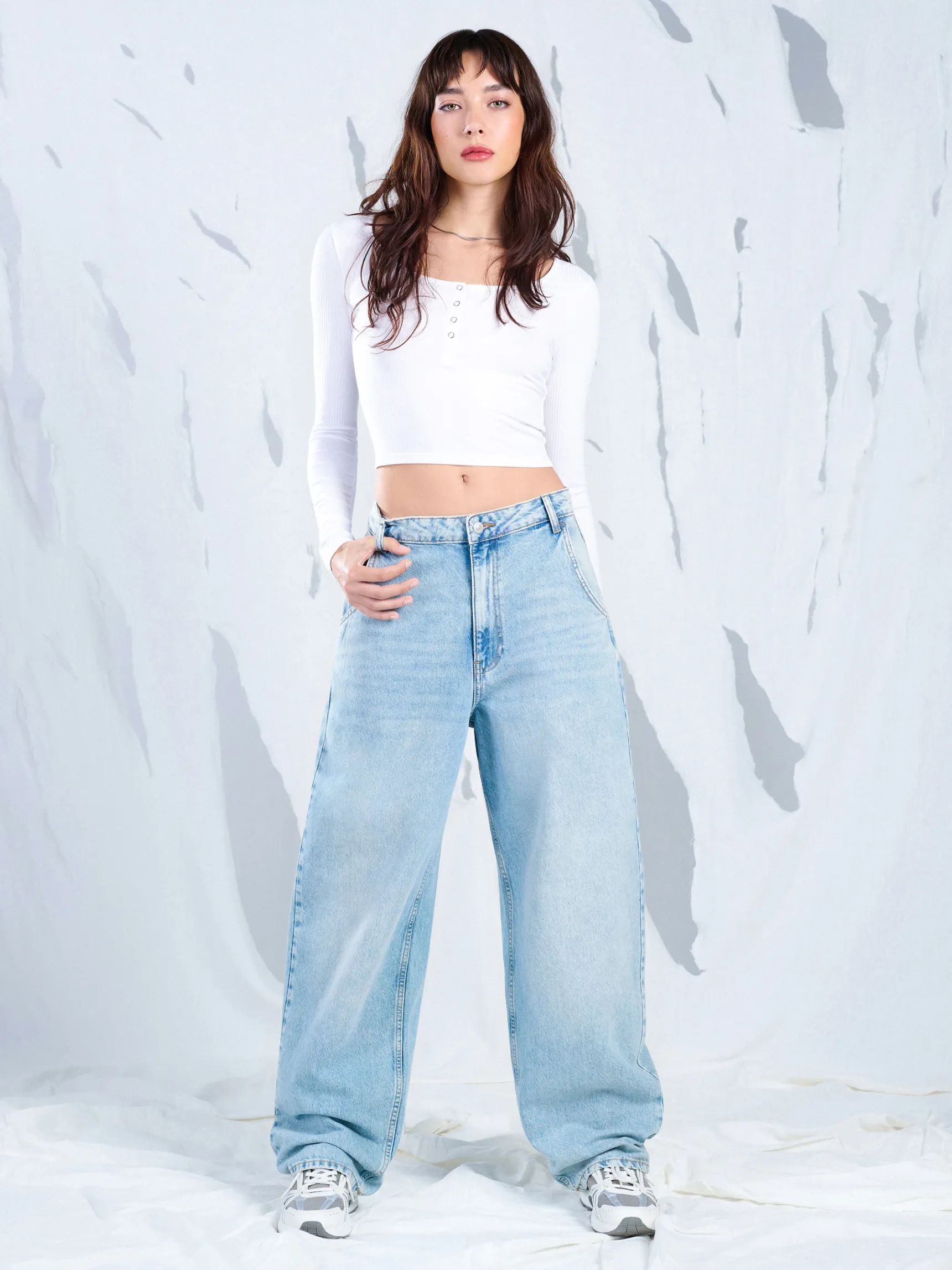 New Cropp e jeansy skater niebieski