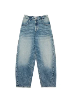 New Cropp e jeansy skater z efektem sprania niebieski