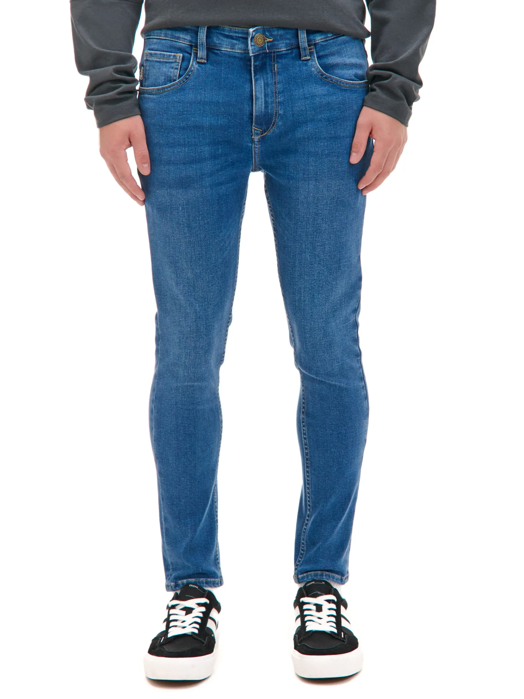 Clearance Cropp e jeansy skinny niebieski
