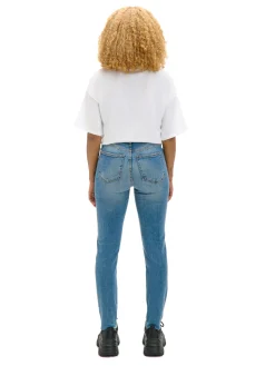 Outlet Cropp e jeansy skinny z przetarciami niebieski