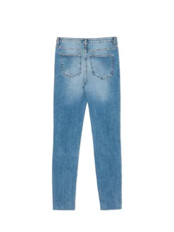 Outlet Cropp e jeansy skinny z przetarciami niebieski