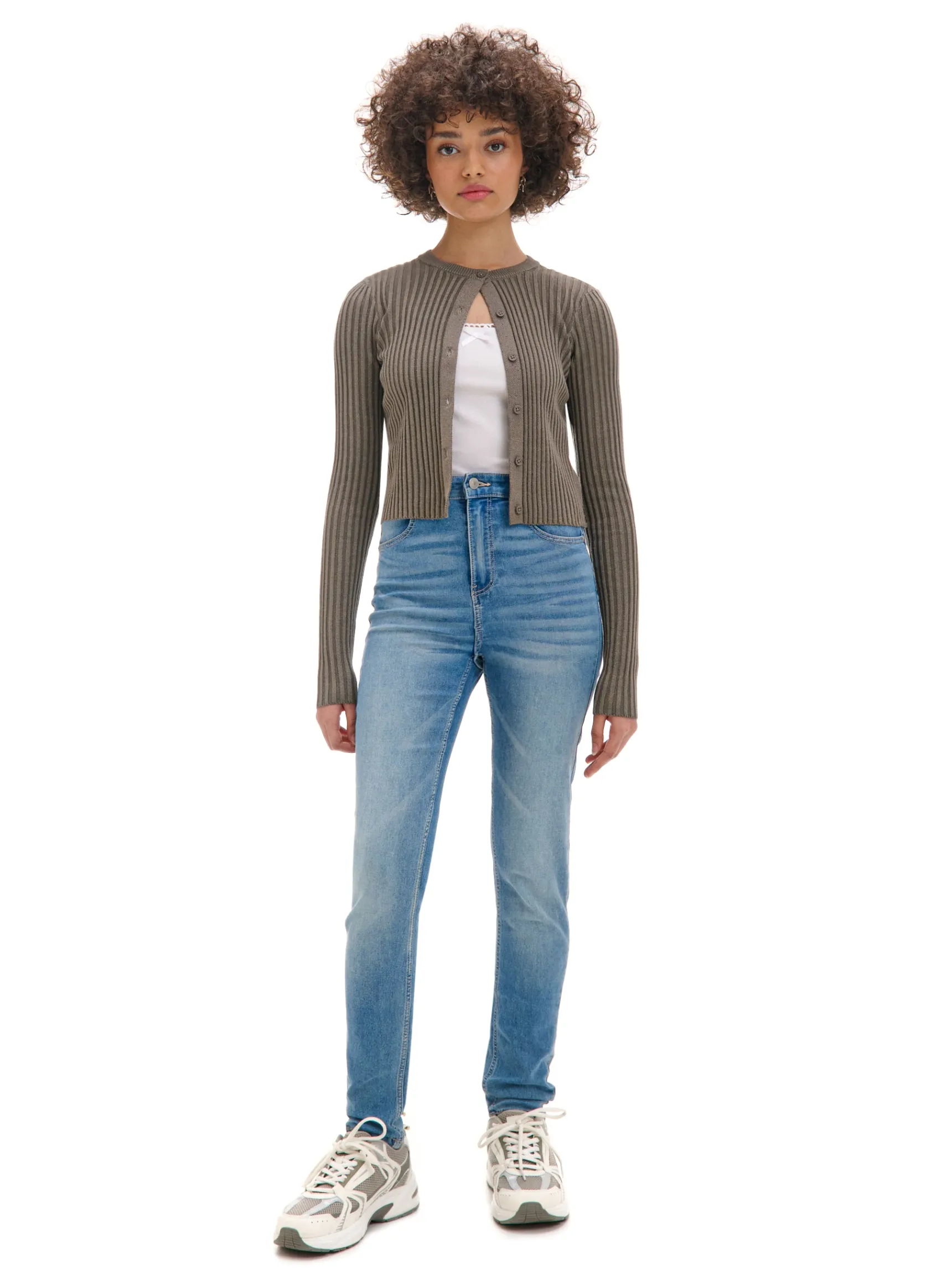 Online Cropp e jeansy skinny z kieszeniami niebieski