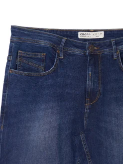 Clearance Cropp Niebieskie jeansy slim granatowy