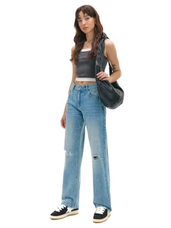 Clearance Cropp e jeansy straight niebieski