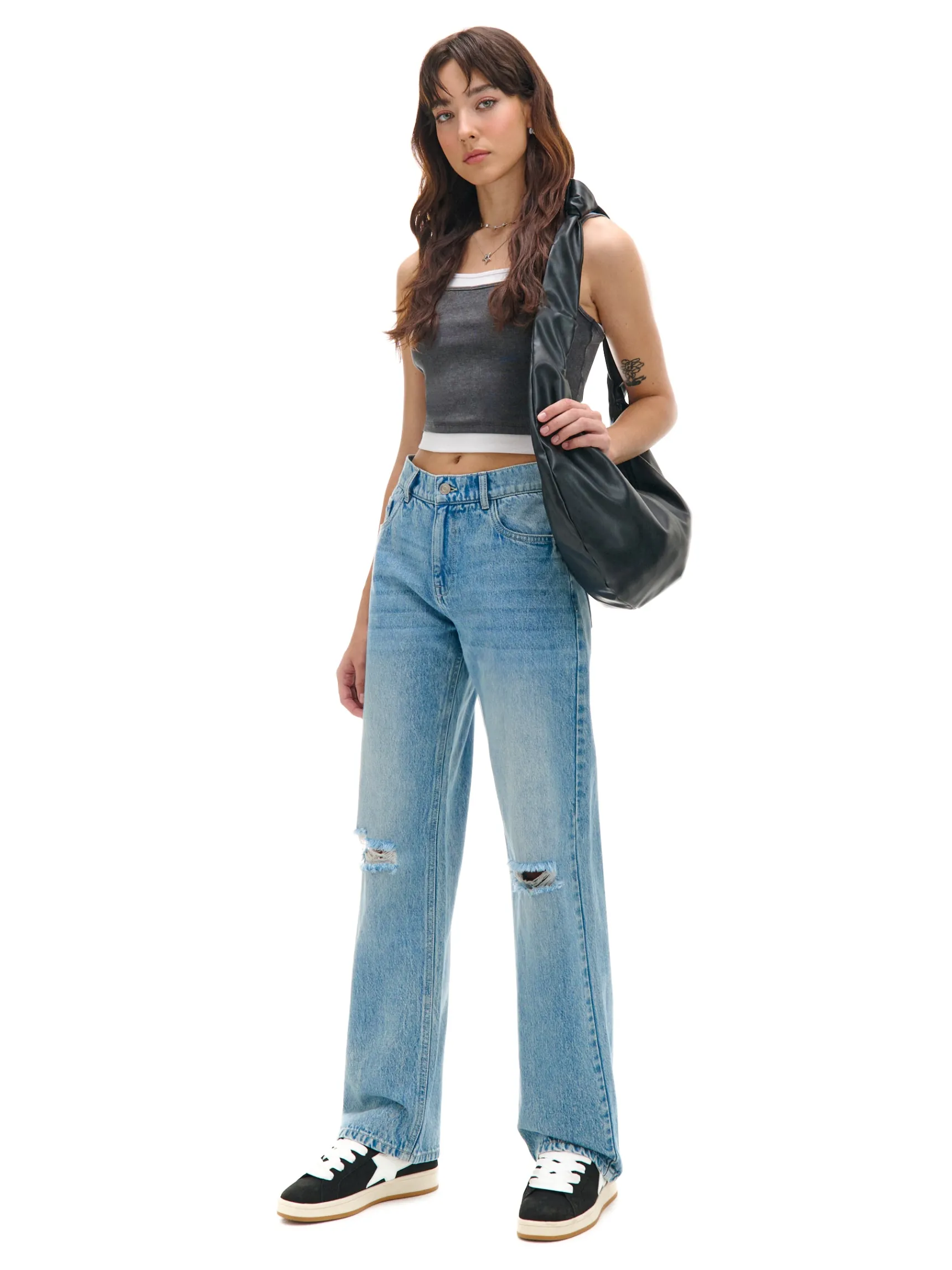 Clearance Cropp e jeansy straight niebieski
