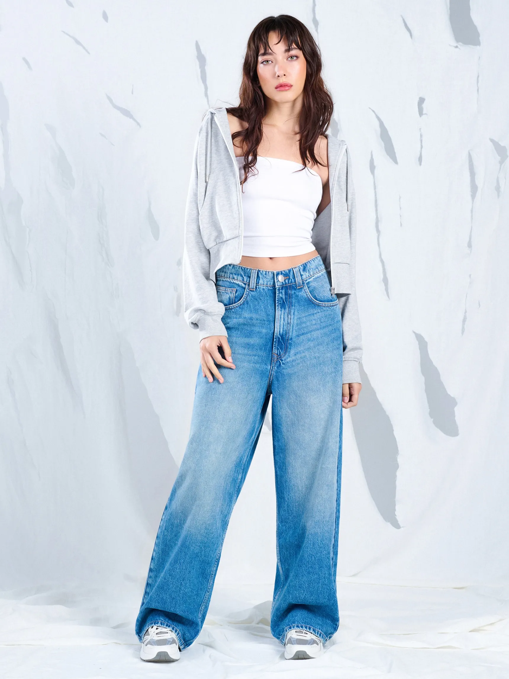 New Cropp e jeansy super baggy niebieski