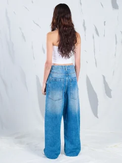 New Cropp e jeansy super baggy niebieski