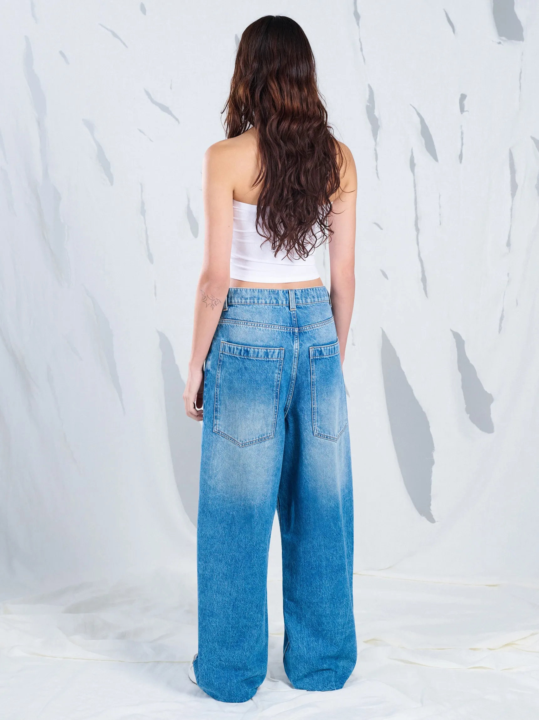 New Cropp e jeansy super baggy niebieski