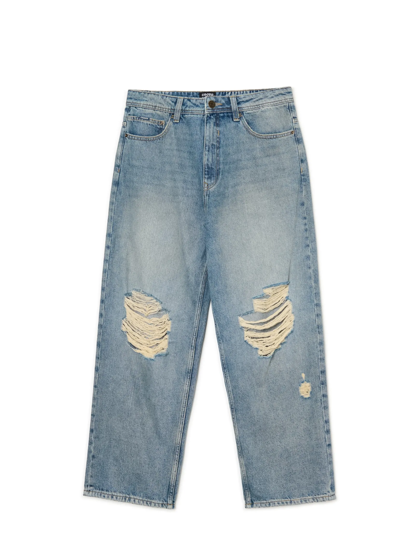Online Cropp e jeansy super baggy niebieski