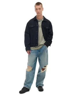 Online Cropp e jeansy super baggy niebieski