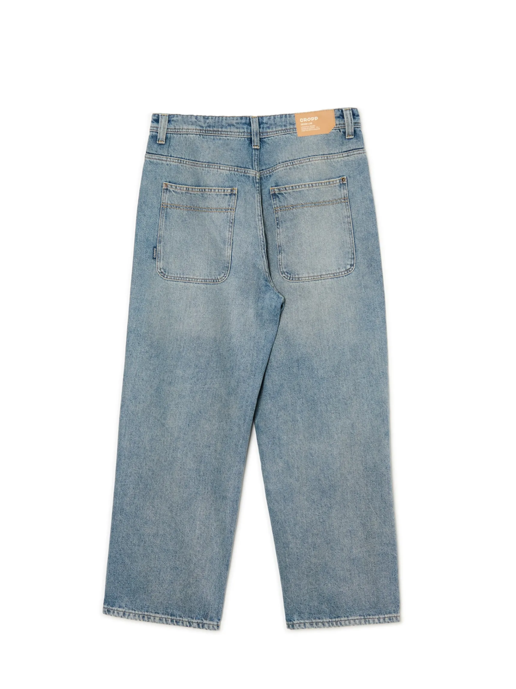 Online Cropp e jeansy super baggy niebieski