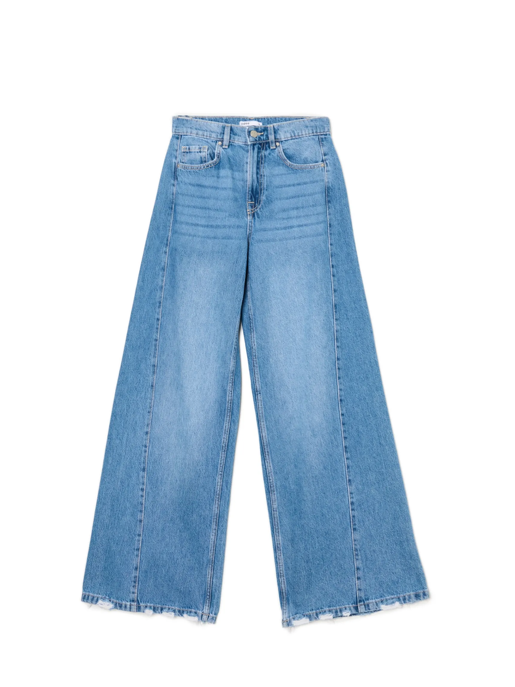 Hot Cropp e jeansy wide leg niebieski